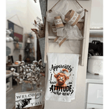 Funny Highland Cow Kitchen Tea Towels Apparently I have an Attitude / Farmhouse Decor / Country Farmgirl / Western Decor
