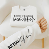 Comfort Colors Showing up as yourself BEAUTIFUL Sweatshirt, Mental Health Sleeve Sweatshirt, Kindness T-shirt, Christian Gift Apparel Tee, Womens Empowing T-Shirt, Mental Health Matters