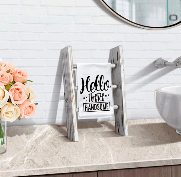 Funny Bathroom Towel, Hello there Handsome, Housewarming Gift Cute Funny Toilet Towel Sayings, Gag Gift