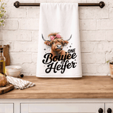 Funny Highland Cow Kitchen Tea Towels, One Boujee Heifer / Farmhouse Decor / Country Farmgirl / Western Decor
