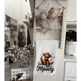 Funny Highland Cow Kitchen Tea Towels / Just a Little Moody / Farmhouse Decor / Country Farmgirl / Western Home Decor