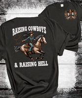 Comfort Colors® Raising Cowboys & Raising Hell, American Cowgirl Western Floral Western Mama T-Shirt, Rodeo Mama Tee, Funny Mama Tee, Floral Country Mom Shirt, Mothers Day Gift