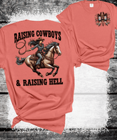 Comfort Colors® Raising Cowboys & Raising Hell, American Cowgirl Western Floral Western Mama T-Shirt, Rodeo Mama Tee, Funny Mama Tee, Floral Country Mom Shirt, Mothers Day Gift