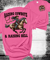 Comfort Colors® Raising Cowboys & Raising Hell, American Cowgirl Western Floral Western Mama T-Shirt, Rodeo Mama Tee, Funny Mama Tee, Floral Country Mom Shirt, Mothers Day Gift