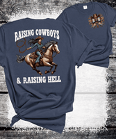 Comfort Colors® Raising Cowboys & Raising Hell, American Cowgirl Western Floral Western Mama T-Shirt, Rodeo Mama Tee, Funny Mama Tee, Floral Country Mom Shirt, Mothers Day Gift