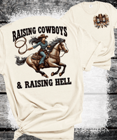 Comfort Colors® Raising Cowboys & Raising Hell, American Cowgirl Western Floral Western Mama T-Shirt, Rodeo Mama Tee, Funny Mama Tee, Floral Country Mom Shirt, Mothers Day Gift