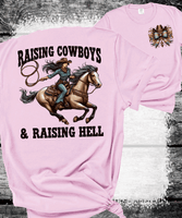 Comfort Colors® Raising Cowboys & Raising Hell, American Cowgirl Western Floral Western Mama T-Shirt, Rodeo Mama Tee, Funny Mama Tee, Floral Country Mom Shirt, Mothers Day Gift