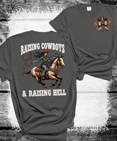 Comfort Colors® Raising Cowboys & Raising Hell, American Cowgirl Western Floral Western Mama T-Shirt, Rodeo Mama Tee, Funny Mama Tee, Floral Country Mom Shirt, Mothers Day Gift