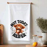 Funny Highland Cow Kitchen Tea Towels / Not today Heifer / Farmhouse Decor / Country Farmgirl / Western Home Decor