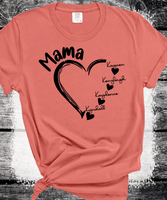 Comfort Colors®  Custom Mama Shirt, Personalized Mom Shirt, Shirt with Kids Names, Gift for Mom Mama, Mom Heart Shirt, Custom Grandma Shirt, Mothers Day Gift
