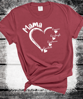 Comfort Colors®  Custom Mama Shirt, Personalized Mom Shirt, Shirt with Kids Names, Gift for Mom Mama, Mom Heart Shirt, Custom Grandma Shirt, Mothers Day Gift
