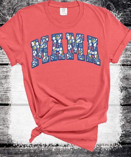 Comfort Colors® Mama Shirt, Floral Mom Spring Tee, Trendy Mom Tshirt, Women's Flower Mama Shirt, Spring Pregnancy Reveal Gift for New Mom