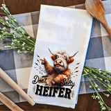Funny Highland Cow Kitchen Tea Towels / Don't be a Salty Heifer / Farmhouse Decor / Country Farmgirl / Western Home Decor