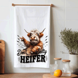 Funny Highland Cow Kitchen Tea Towels / Don't be a Salty Heifer / Farmhouse Decor / Country Farmgirl / Western Home Decor