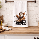 Funny Highland Cow Kitchen Tea Towels / Don't be a Salty Heifer / Farmhouse Decor / Country Farmgirl / Western Home Decor