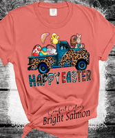 BOHO Happy Easter Leopard Truck Eggs Chicks Rabbits