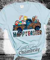 BOHO Happy Easter Leopard Truck Eggs Chicks Rabbits