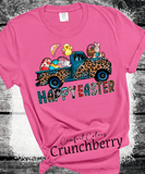 BOHO Happy Easter Leopard Truck Eggs Chicks Rabbits