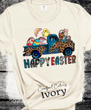 BOHO Happy Easter Leopard Truck Eggs Chicks Rabbits