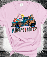 BOHO Happy Easter Leopard Truck Eggs Chicks Rabbits