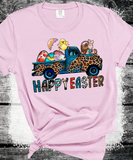 BOHO Happy Easter Leopard Truck Eggs Chicks Rabbits