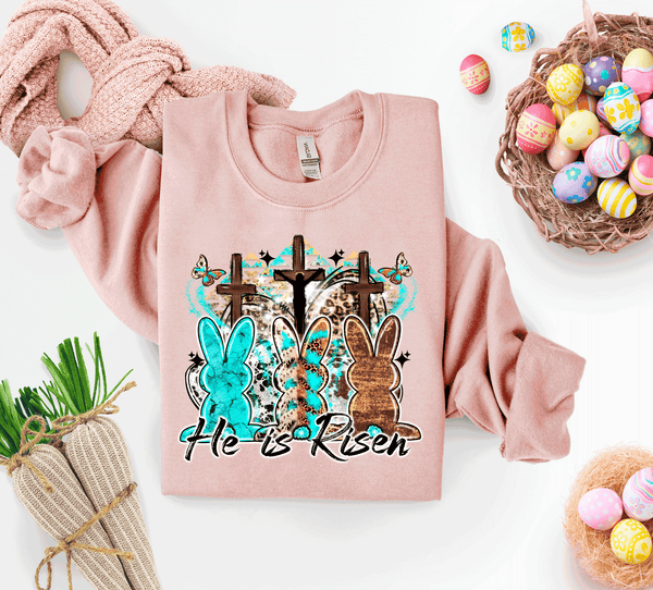 Western BOHO Country, He is Risen Cowboy Bunnies 3 Western Crosses, Happy Easter Farmlife Western Cowboy Easter Gifts