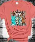 He is Risen 3 Bunnies 3 Crosses Easter, Western Country Cowboy Bunny, Cow print Easter Eggs turquoise Bling Bunny, Easter Rabbit