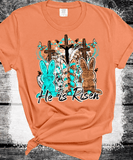 He is Risen 3 Bunnies 3 Crosses Easter, Western Country Cowboy Bunny, Cow print Easter Eggs turquoise Bling Bunny, Easter Rabbit