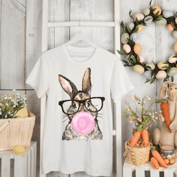 Retro Easter Bunny Blowing Bubble Rabbit, Vintage Bunny Happy Easter, Funny Easter Bunny Sunglasses Easter Holiday