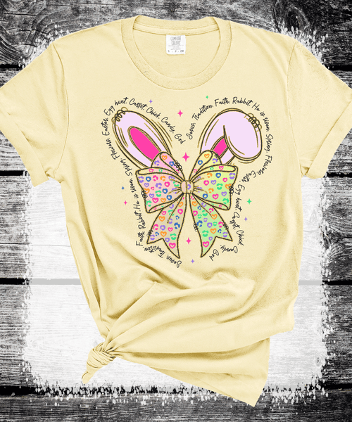 Coquette Bow Bunny Ears Shirt Cute Bunny Sweatshirt Rabbit Tee Happy Easter Day Gift Coquette Easter Cute Easter Kids tshirt Easter Gift Tee