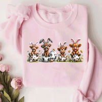 Happy Easter Highland Cow Shirt, Funny Cow Easter Sweatshirt, Retro Easter Farmlife Gift, Happy Easter Country Highland Cows