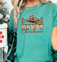 Comfort Color Howdy Christmas, Comfort Color Christmas, Howdy Christmas Shirt, Leopard Cowboy Hat Trees, Santa Cowboy Shirt