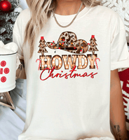 Comfort Color Howdy Christmas, Comfort Color Christmas, Howdy Christmas Shirt, Leopard Cowboy Hat Trees, Santa Cowboy Shirt