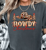 Comfort Color Howdy Christmas, Comfort Color Christmas, Howdy Christmas Shirt, Leopard Cowboy Hat Trees, Santa Cowboy Shirt