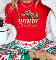 Comfort Color Howdy Christmas, Comfort Color Christmas, Howdy Christmas Shirt, Leopard Cowboy Hat Trees, Santa Cowboy Shirt