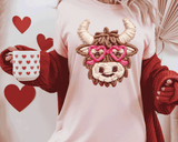 Comfort Colors® Highland Cow Faux Yarn, 3d Embossed Valentines Day Shirts, Country Cow Faux Embroidery sweatshirts, Trending Faux YARN Shirts, Lovers Gift, MOM gift, Latch Hook Sweatheart Day