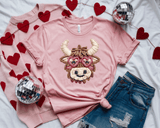 Comfort Colors® Highland Cow Faux Yarn, 3d Embossed Valentines Day Shirts, Country Cow Faux Embroidery sweatshirts, Trending Faux YARN Shirts, Lovers Gift, MOM gift, Latch Hook Sweatheart Day