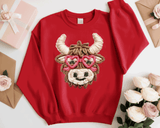 Comfort Colors® Highland Cow Faux Yarn, 3d Embossed Valentines Day Shirts, Country Cow Faux Embroidery sweatshirts, Trending Faux YARN Shirts, Lovers Gift, MOM gift, Latch Hook Sweatheart Day