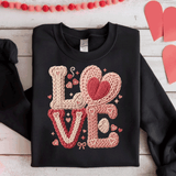 Comfort Colors® LOVE faux Yarn Embroidery Stitch 3d Embossed Valentines Day Shirts, LOVE Heart Faux Embroidery sweatshirts, LOVE Faux Yarn Trending, Faux YARN Shirts, Lovers Gift, MOM gift, Yarn Sweetheart Day