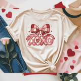 Comfort Colors® XOXO Bow patchwork faux Embroidery Stitch 3d Embossed Valentines Day Shirts, LOVE Heart Faux Embroidery sweatshirts, LOVE Faux Yarn Trending, Faux YARN Shirts, Lovers Gift, MOM gift, Yarn Sweetheart Day