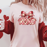 Comfort Colors® XOXO Bow patchwork faux Embroidery Stitch 3d Embossed Valentines Day Shirts, LOVE Heart Faux Embroidery sweatshirts, LOVE Faux Yarn Trending, Faux YARN Shirts, Lovers Gift, MOM gift, Yarn Sweetheart Day