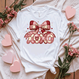 Comfort Colors® XOXO Bow patchwork faux Embroidery Stitch 3d Embossed Valentines Day Shirts, LOVE Heart Faux Embroidery sweatshirts, LOVE Faux Yarn Trending, Faux YARN Shirts, Lovers Gift, MOM gift, Yarn Sweetheart Day