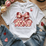 Comfort Colors® XOXO Bow patchwork faux Embroidery Stitch 3d Embossed Valentines Day Shirts, LOVE Heart Faux Embroidery sweatshirts, LOVE Faux Yarn Trending, Faux YARN Shirts, Lovers Gift, MOM gift, Yarn Sweetheart Day