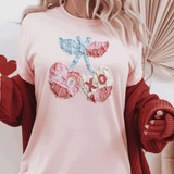 Comfort Colors® Cherries Faux Yarn, 3d Embossed Valentines Day Shirts, Cherries Faux Embordary sweatshirts, Trending Faux YARN Shirts, Lovers Gift, MOM gift, Latch Hook Sweatheart Day