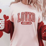Comfort Colors® LOVED red Racing Checkers Faux Patchwork, 3d Embossed Valentines Day Shirts,  Loved Checkers Faux Embroidery sweatshirts, Patchwork Red Racing Checkers Trending Faux YARN Shirts, Lovers Gift, MOM gift, Latch Hook Sweatheart Day
