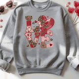 Comfort Colors® LOVE Faux Patchwork, 3d Embossed Valentines Day Shirts, Love Faux Embroidery sweatshirts, Patchwork LOVE Trending Faux YARN Shirts, Lovers Gift, MOM gift, Latch Hook Sweatheart Day