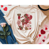 Comfort Colors® LOVE Faux Patchwork, 3d Embossed Valentines Day Shirts, Love Faux Embroidery sweatshirts, Patchwork LOVE Trending Faux YARN Shirts, Lovers Gift, MOM gift, Latch Hook Sweatheart Day