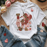 Comfort Colors® LOVE Faux Patchwork, 3d Embossed Valentines Day Shirts, Love Faux Embroidery sweatshirts, Patchwork LOVE Trending Faux YARN Shirts, Lovers Gift, MOM gift, Latch Hook Sweatheart Day