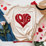 Comfort Colors® LOVE heart Puff Vinyl, 3d Embossed Valentines Day Shirts, LOVE sweatshirts, Trending Faux YARN Shirts, Lovers Gift, MOM gift, Latch Hook Sweatheart Day