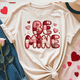 Comfort Colors® Be Mine Faux Patchwork, 3d Embossed Valentines Day Shirts,  Be Mine Faux Embroidery sweatshirts, Patchwork Be Mine Trending Faux YARN Shirts, Lovers Gift, MOM gift, Latch Hook Sweatheart Day